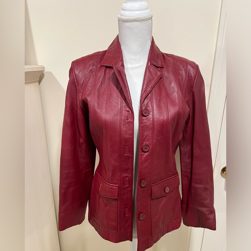 Red leather jacket